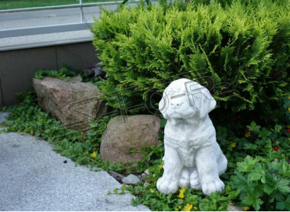 Garten Dekoration Hund Terrasse Stein Weiß Figur Figuren Dekorative Statue